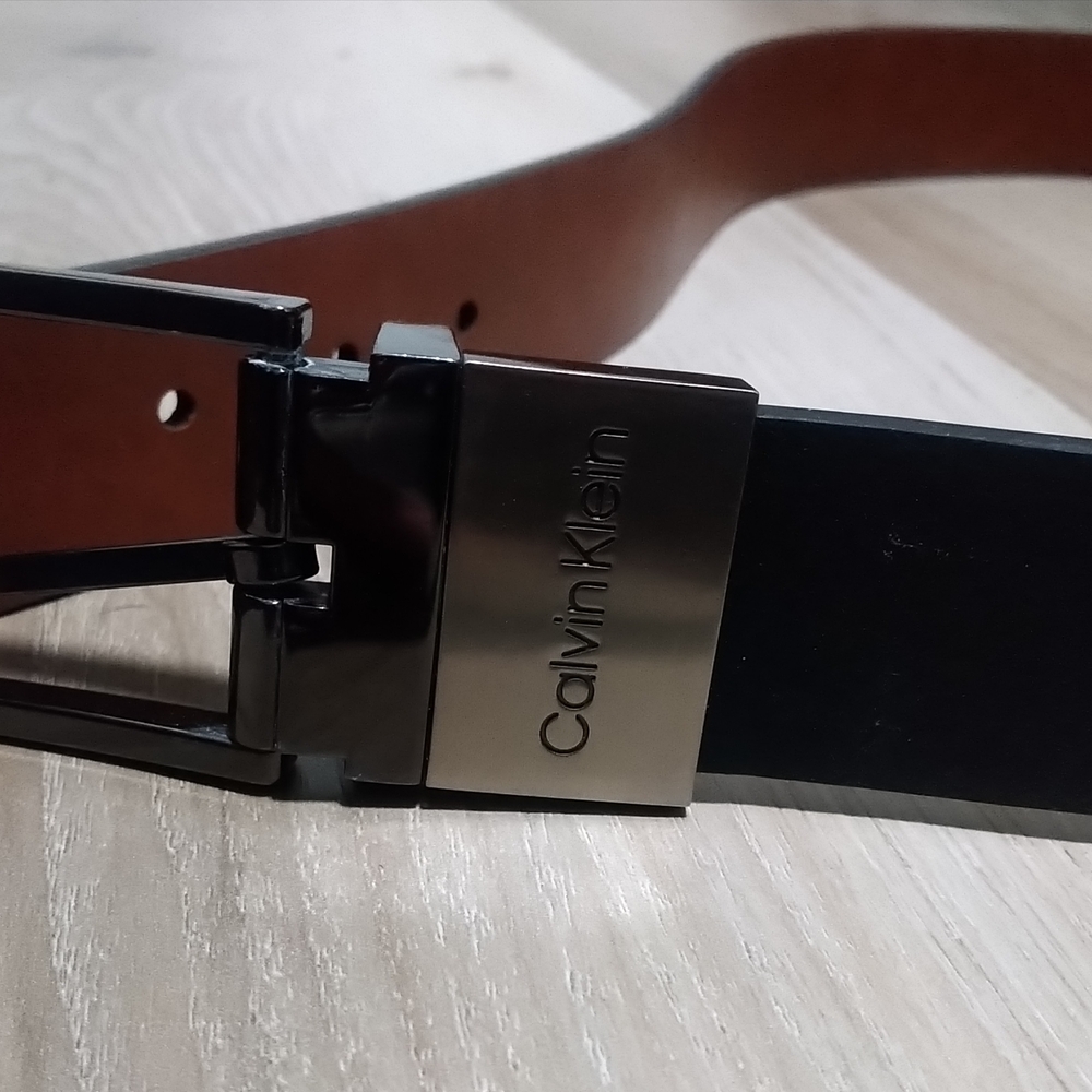 Calvin Klein Black and Brown Leather Belt